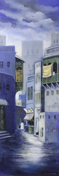 G. N. Qazi, 12 x 36 inch, Acrylic on Canvas, Cityscape Painting, AC-GNQ-043